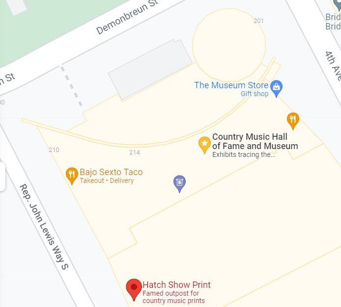 country music HOF map